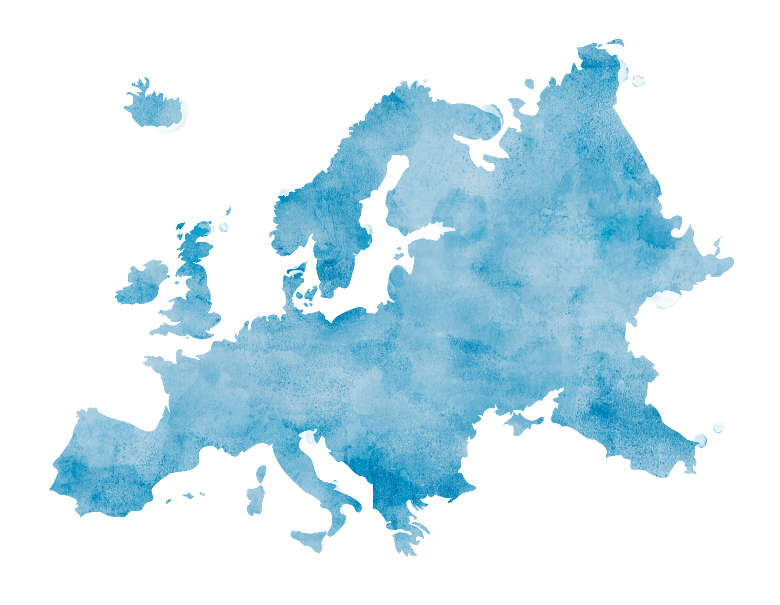 Colorful Isolated Europe in Watercolor