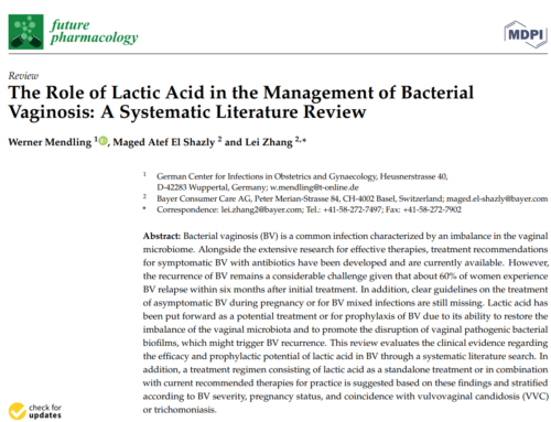 The Role of Lactic Acid in the Management of Bacterial Vaginosis: A Systematic Literature Review